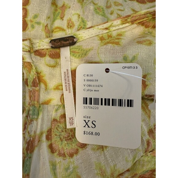 Free People Hanalei Bay Maxi Dress Sz XS Floral Yellow Festival Boho Full Sweep - Picture 3 of 7